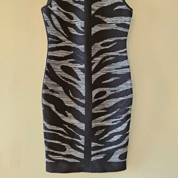 Karen Millen Bandage Bodycon Zebra Print Sleeveless Mini Dress Black Grey Size S - Picture 8 of 16